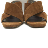 Saint Laurent Loulou Crisscross Mule Sandals Brown Suede Size 39 Open Toe Heels
