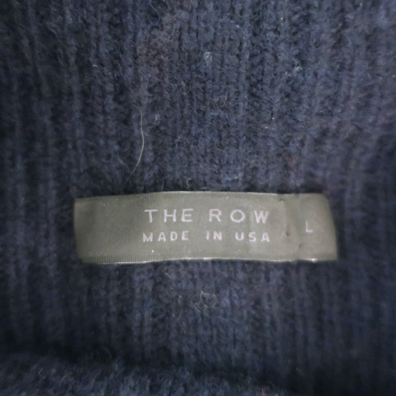 The Row Ribbed Knit Turtleneck Sweater Navy Wool-Cashmere Size Large