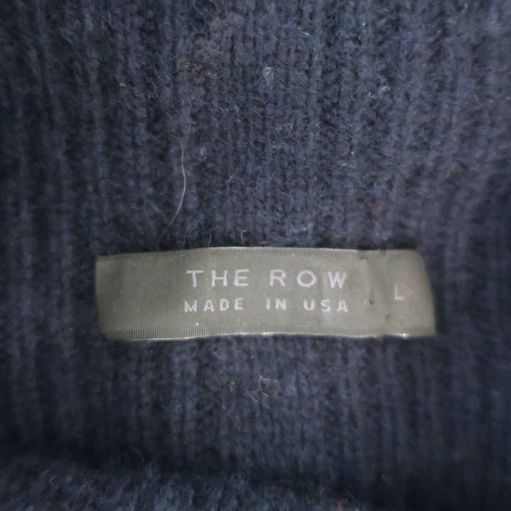 The Row Ribbed Knit Turtleneck Sweater Navy Wool-Cashmere Size Large