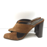 Saint Laurent Loulou Crisscross Mule Sandals Brown Suede Size 39 Open Toe Heels