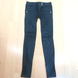 Balmain Leather Skinny Biker Pants Black Size 36