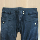 Balmain Leather Skinny Biker Pants Black Size 36