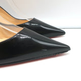 Christian Louboutin Clare 80 Slingback Pumps Black Patent Leather Size 37