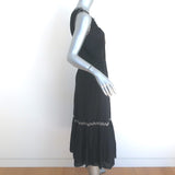 Ulla Johnson Embroidered Sleeveless Midi Dress Black Cotton Size 2