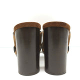 Saint Laurent Loulou Crisscross Mule Sandals Brown Suede Size 39 Open Toe Heels