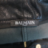 Balmain Leather Skinny Biker Pants Black Size 36