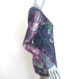 Fuzzi Jean Paul Gaultier Flower-Sequined Long Sleeve Top Purple/Blue Mesh Size Extra Large