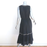 Ulla Johnson Embroidered Sleeveless Midi Dress Black Cotton Size 2