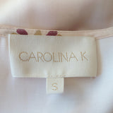 Carolina K Lena Kaftan Cream Printed Satin Size Small Long Sleeve Maxi Dress