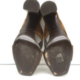 Saint Laurent Loulou Crisscross Mule Sandals Brown Suede Size 39 Open Toe Heels