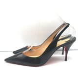 Christian Louboutin Clare 80 Slingback Pumps Black Patent Leather Size 37