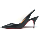 Christian Louboutin Clare 80 Slingback Pumps Black Patent Leather Size 37