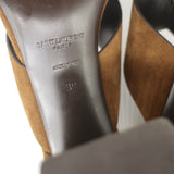Saint Laurent Loulou Crisscross Mule Sandals Brown Suede Size 39 Open Toe Heels