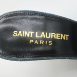 Saint Laurent LA 16 Monogram Denim Mules Size 35.5 Open Toe Sandals