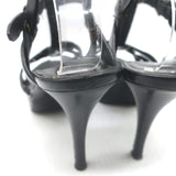 Saint Laurent Tribute 105 Platform T-Strap Sandals Black Leather Size 37