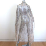 Burberry Paisley Nova Check Scarf Beige Silk Chiffon 52"