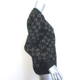 Gucci GG Lurex Jacquard Cardigan Charcoal/Silver Size Small V-Neck Sweater