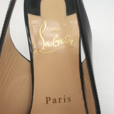 Christian Louboutin Clare 80 Slingback Pumps Black Patent Leather Size 37