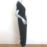 Carolina K Sera Leopard Jumpsuit Black Silk Satin Size Small