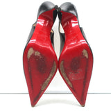 Christian Louboutin Clare 80 Slingback Pumps Black Patent Leather Size 37