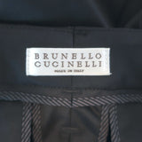 Brunello Cucinelli Skinny Leg Trousers Black Stretch Wool Sateen Size 42