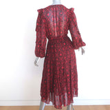 Ulla Johnson Aliya Midi Dress Red Printed Silk Chiffon Size 2