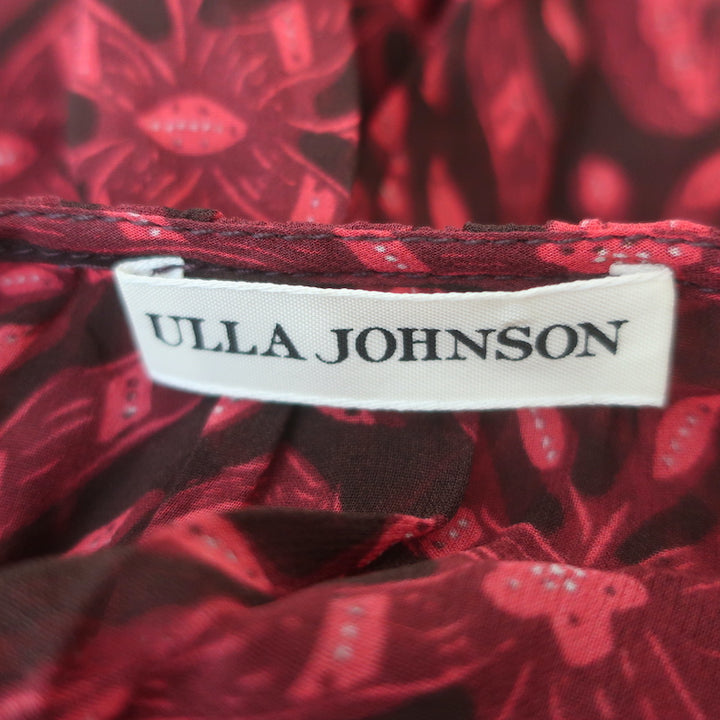 Ulla Johnson Aliya Midi Dress Red Printed Silk Chiffon Size 2