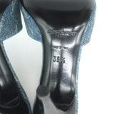 Saint Laurent LA 16 Monogram Denim Mules Size 35.5 Open Toe Sandals