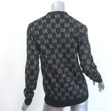 Gucci GG Lurex Jacquard Cardigan Charcoal/Silver Size Small V-Neck Sweater
