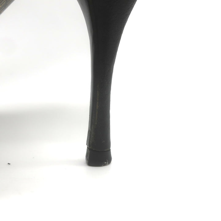 Miu Miu Peep Toe Bow Pumps Black Pebbled Leather Size 38
