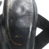 Saint Laurent Tribute 105 Platform T-Strap Sandals Black Leather Size 37