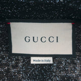 Gucci GG Lurex Jacquard Cardigan Charcoal/Silver Size Small V-Neck Sweater