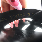 Saint Laurent Tribute 105 Platform T-Strap Sandals Black Leather Size 37