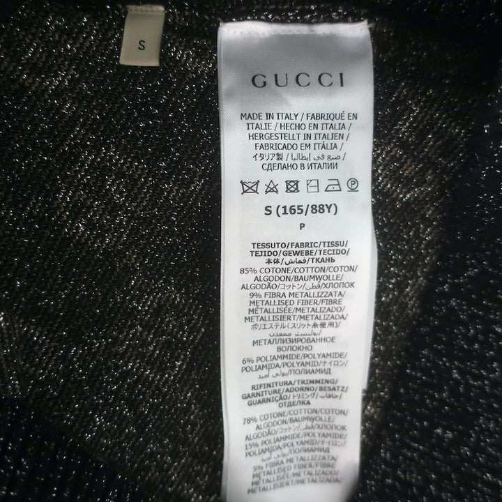 Gucci GG Lurex Jacquard Cardigan Charcoal/Silver Size Small V-Neck Sweater