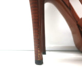 Yves Saint Laurent Tribute Wood-Effect Platform Sandals Brown Leather Size 36
