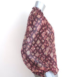 Ulla Johnson Sandrine Blouse Bordeaux Printed Chiffon Size 2 Long Sleeve Top