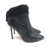 Brian Atwood Foldover Pointed Toe Booties Black Leather Size 37