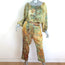 Carmen Molina Matching Blouse & Pants Set Yellow Printed Silk Size Small/Medium