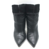 Brian Atwood Foldover Pointed Toe Booties Black Leather Size 37