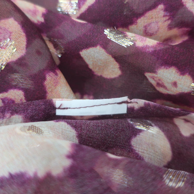 Ulla Johnson Sandrine Blouse Bordeaux Printed Chiffon Size 2 Long Sleeve Top