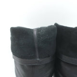 Brian Atwood Foldover Pointed Toe Booties Black Leather Size 37