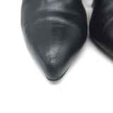 Brian Atwood Foldover Pointed Toe Booties Black Leather Size 37