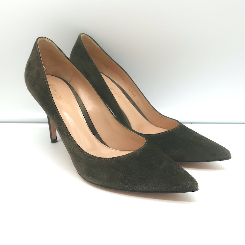 Gianvito Rossi Gianvito 85 Pumps Dark Olive Suede Size 39 Pointed Toe Heels