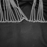 Saint Laurent black silk-jersey open-side tank top with chain detail, pre-owned (minor chain detachment).