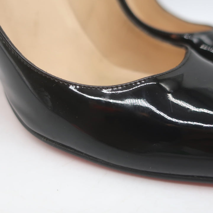 Christian Louboutin Jazz Decollete 868 Pumps Black Patent Leather Size 38.5