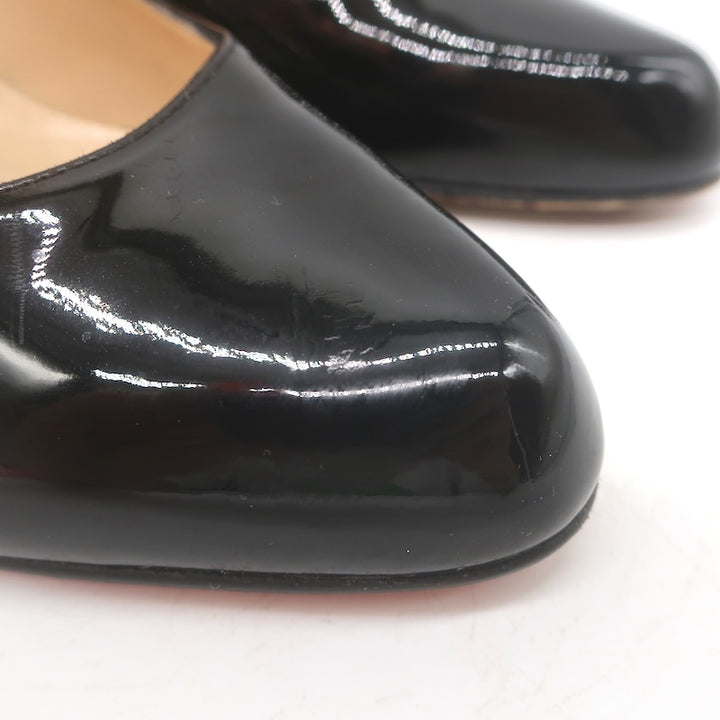 Christian Louboutin Jazz Decollete 868 Pumps Black Patent Leather Size 38.5