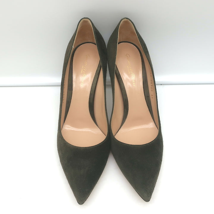 Gianvito Rossi Gianvito 85 Pumps Dark Olive Suede Size 39 Pointed Toe Heels
