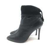 Brian Atwood Foldover Pointed Toe Booties Black Leather Size 37