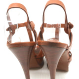 Yves Saint Laurent Tribute Wood-Effect Platform Sandals Brown Leather Size 36
