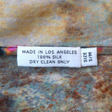 Carmen Molina Matching Blouse & Pants Set Yellow Printed Silk Size Small/Medium